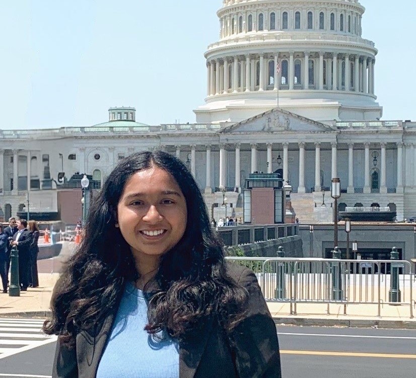 Standing in front of the Capitol Building between meetings with Congress members where I'm lobbying for legislation that supports Women in STEM and STEM education.