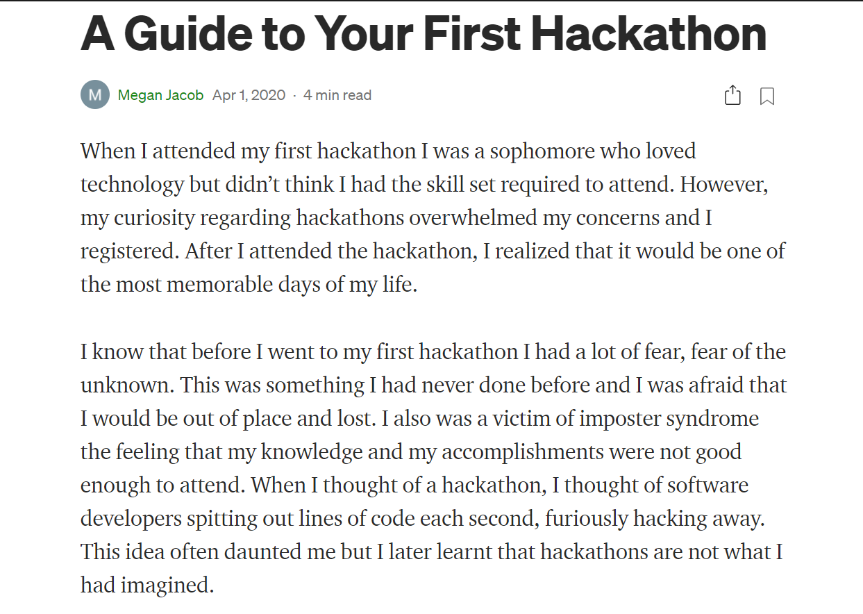 My Medium Article on Hackathons